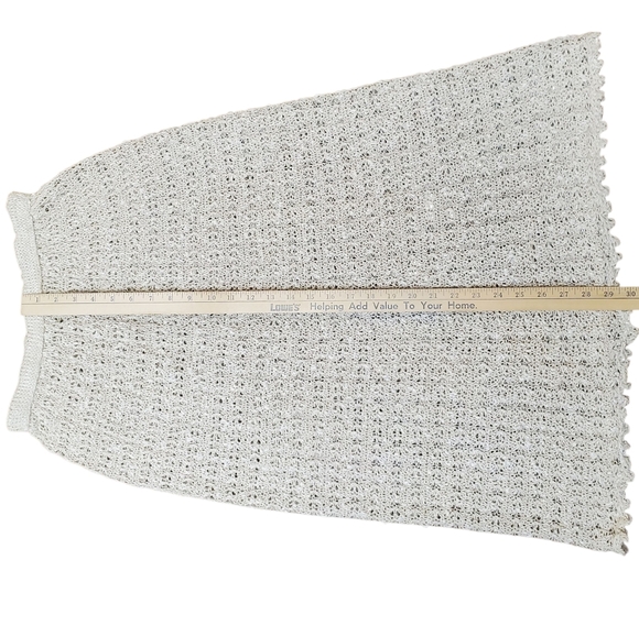 Vintage Pallas Crochet Midi Skirt. Handloomed Irish Linen. MED - Picture 6 of 6